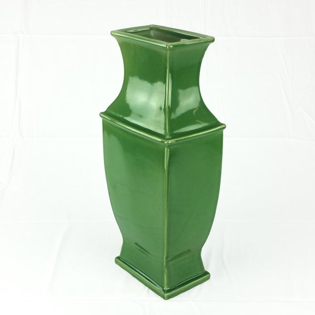 Ming Dynasty Styled Emerald Green Rectangular Vase Chairish