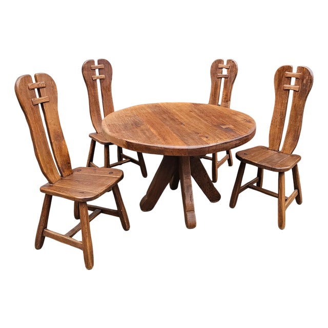 Brutalist Dining Set from De Puydt Belgium 1970s, Set of 5 For Sale