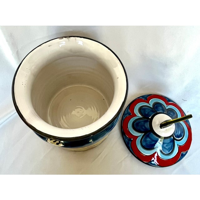 Blue 1980s La Musa Hand Painted Italian Cookie Jar for Saks Fifth Avenue For Sale - Image 8 of 11