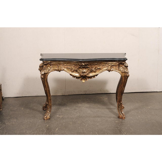 Wood Italian Rococo Marble Top Console, 19th C. For Sale - Image 7 of 13