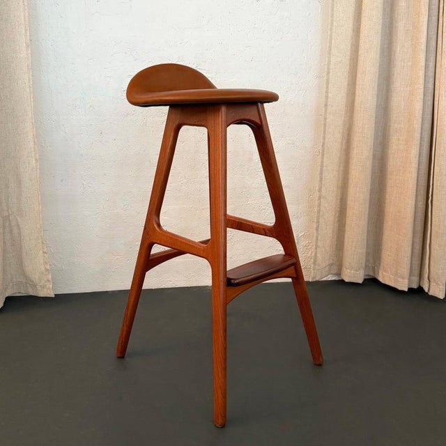 1960s 1960s Scandinavian Modern Teak Leather Model Od61 Bar Stool by Erik Buch For Sale - Image 5 of 9