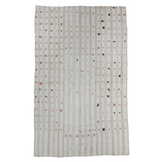 Vintage Turkish Striped Cotton Kilim Rug - 5′3″ × 8′10″ For Sale