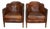 Vintage Dutch Cognac Colored Leather Club Chairs, 1970s, Set of 2 For Sale