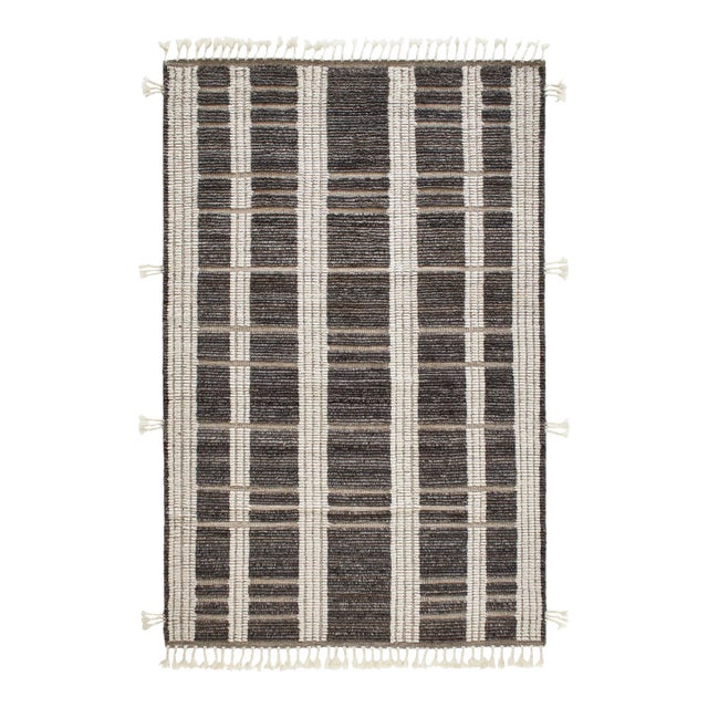 Marie Flanigan for Dash & Albert Tory Grey/Ivory Hand Knotted Wool Rug, 7' 6" x 9' 6" For Sale