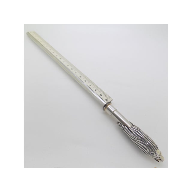 Vintage Italian Sterling Silver 925 Lion Head Ruler Letter Opener by Ottaviani, 1980s For Sale - Image 11 of 11