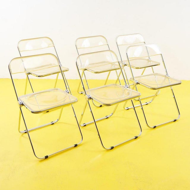 Silver Plia Chairs by Anonima Castelli, Set of 6 For Sale - Image 8 of 8