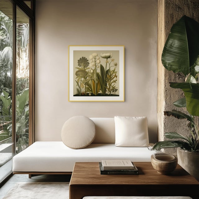 This fine art print reproduces a beautifully detailed 19th-century botanical illustration depicting an elegant arrangement...