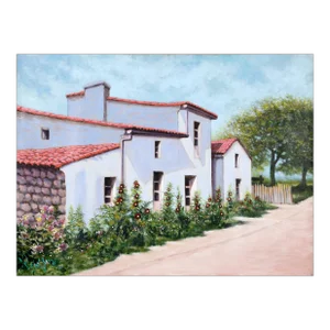 Spanish Bungalo with Red Flowers, Rugero Valdini, Painting