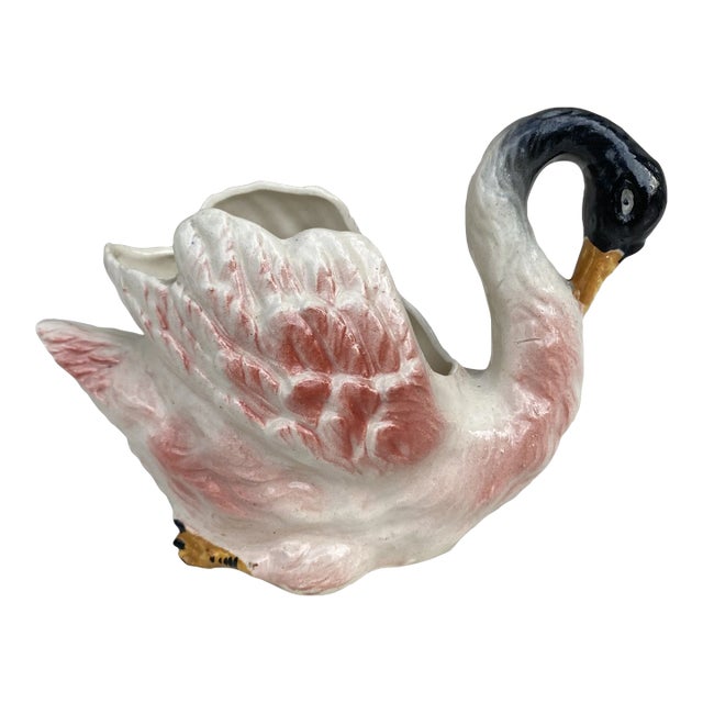 French Majolica Swan Jardiniere Circa 1900 For Sale
