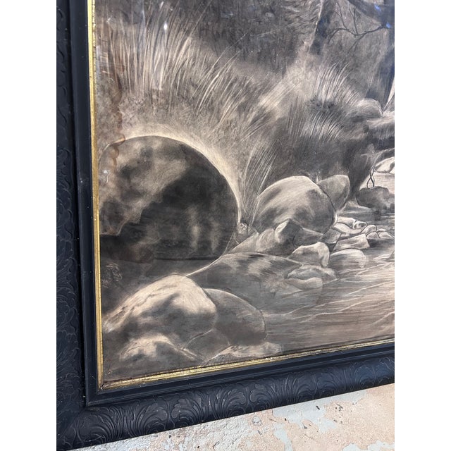 Plastic Monumental Antique Original Charcoal of Woodland Brook For Sale - Image 7 of 11