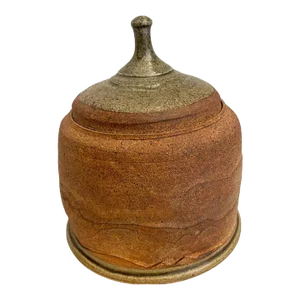 Mid Century Modern Vintage Weed Pot Studio Pottery Apothecary Jar by Ted Wolter 1960s