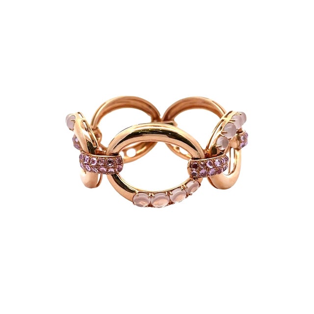 A contemporary chain bracelet crafted in 18k rose gold. The design features cabochon moonstones, totaling 11.22 carats,...