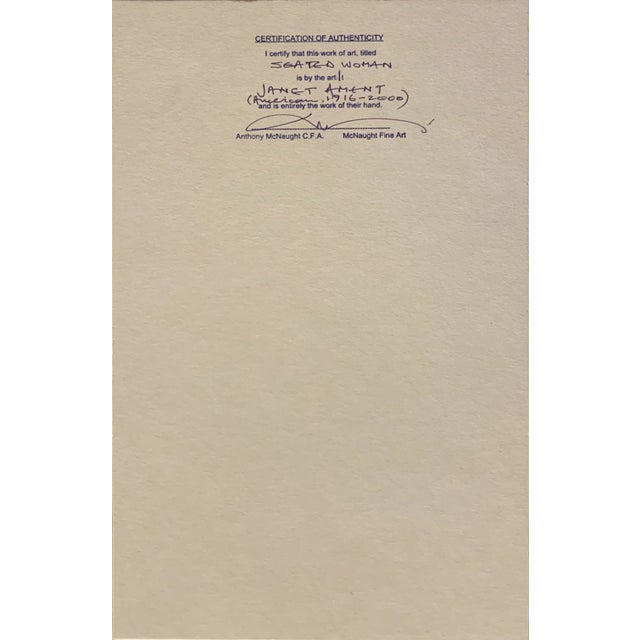 Paper 'Seated Woman' by Janet Ament De La Roche, Académie De La Grande Chaumière, Museum of Modern Art, San Francisco Art Association For Sale - Image 7 of 7