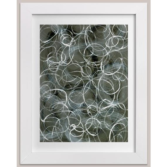 Abstract acrylic painting on 19.5 x 27 heavy paper. Composed of numerous brushstrokes - active mark making in neutral...