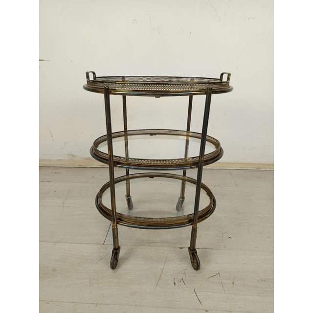 Metal Vintage Gold Brass Trolley, 1950s For Sale - Image 7 of 16