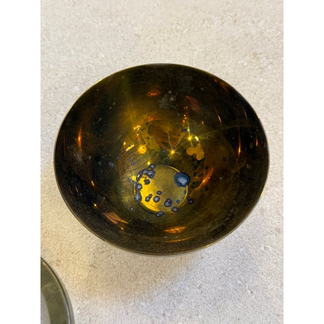 Metal Decorative Brass Bowl With Floral Lid For Sale - Image 7 of 7