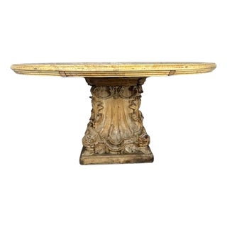 French Baroque Revival Round Dining Table, Distressed Wood C. 1900's For Sale