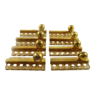 1970s Set of Eight Knife Rests |Lucite, Cane and Brass | in the Style of Dior For Sale