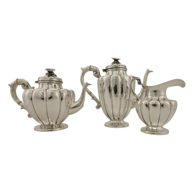 Art Deco Antique Art Deco Sterling Silver L. Maciel Mexican 3 Piece Tea Coffee Set 1935 For Sale - Image 3 of 17