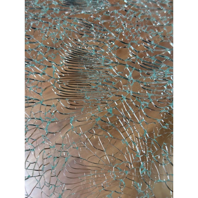 Mid-Century Modern Steve Chase Design Crackle Glass and Brass Dining Table For Sale - Image 3 of 12