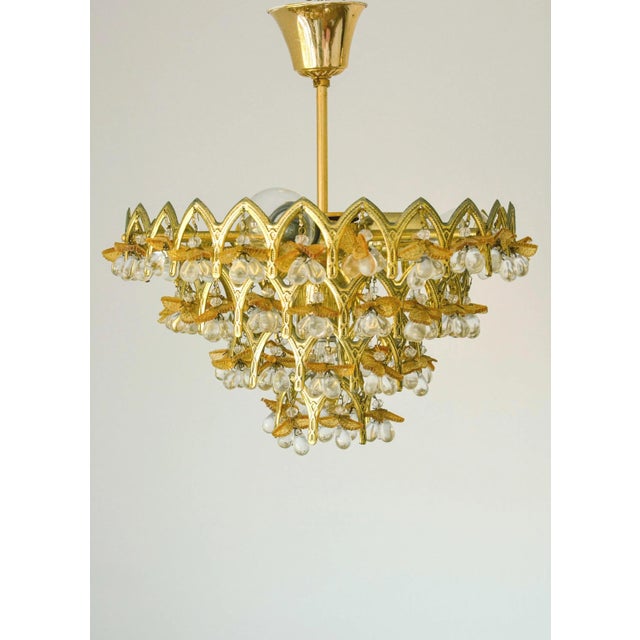 Vintage Murano Glass and Gilt Metal 4-Light Fruit Chandelier, 1970s For Sale - Image 11 of 11