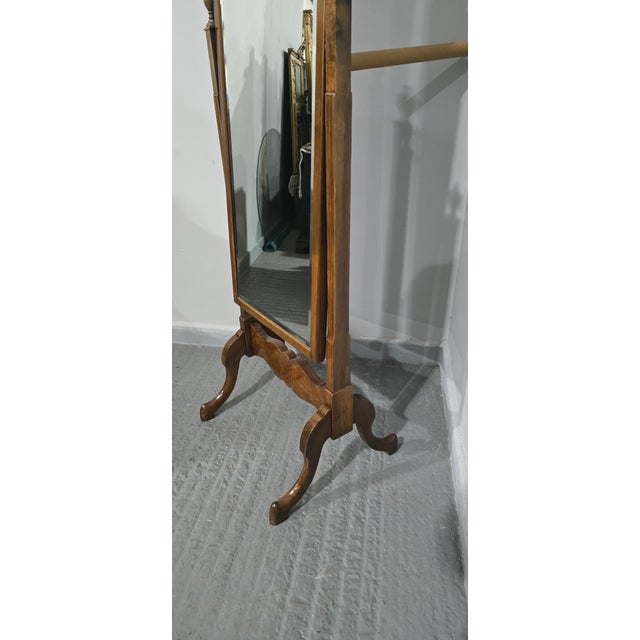 Queen Anne Burr Walnut Cheval Mirror, 1920 For Sale - Image 11 of 12