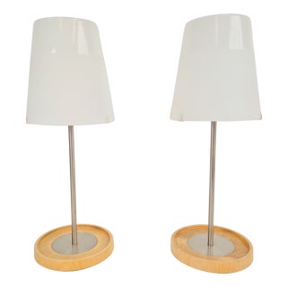 Vintage Basisk Table Lamp in Birch and Glass by Wiebke Braash for Ikea, 2000s, Set of 2 For Sale