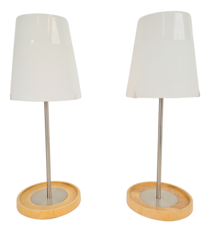Vintage Basisk Table Lamp in Birch and Glass by Wiebke Braash for Ikea, 2000s, Set of 2