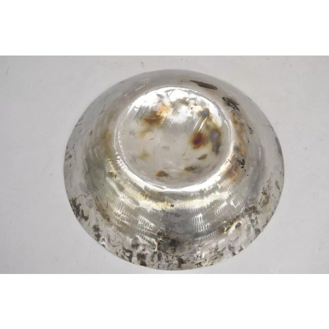 Vintage Modernist Art Deco Hand Hammered Round Centerpiece Fruit Bowl For Sale - Image 9 of 10