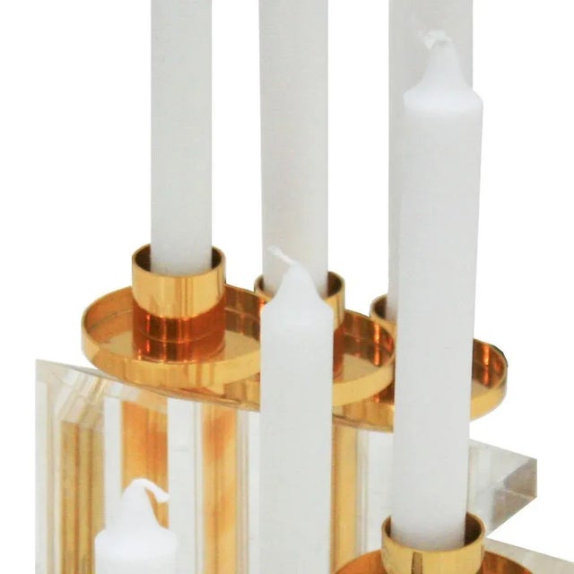 White French Brass and Methacrylate Candelabras, Set of 2 For Sale - Image 8 of 10