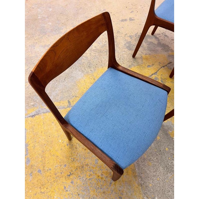 Vilhelm Wohlert Light Blue Upholstered Teak Chairs by Vilhelm Wohlert for Poul JeppesensMöbelfabrik, 1956, Set of 4 For Sale - Image 4 of 11