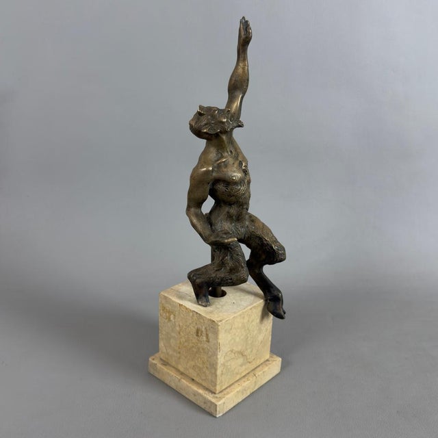 Bronze Sculpture of Satyr on Marble Base, 19th Century For Sale - Image 3 of 17