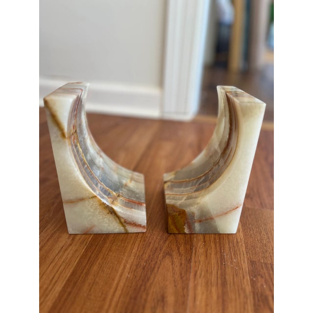 Polished Amber Onyx Bookends For Sale - Image 4 of 6