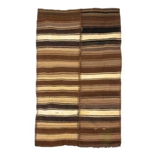 1960s Vintage Brown Natural Kilim Rug- 5′4″ × 8′8″ For Sale