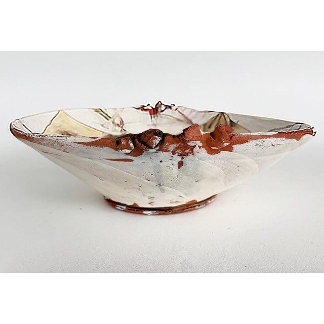 Studio Pottery Botanical Painted Lilly CenterpiecBowl, Artist Signed For Sale In Miami - Image 6 of 11