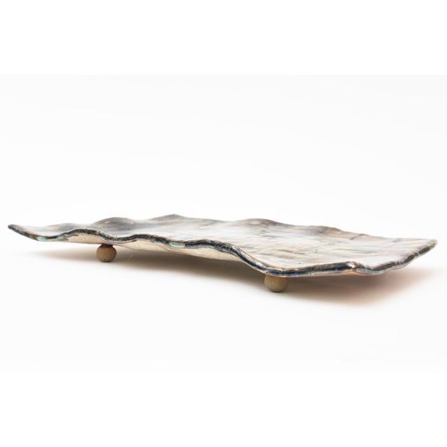 Brown Signed Glazed Ceramic Face Tray or Decorative Object, 2011 For Sale - Image 8 of 10