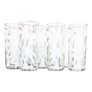 Handcut Frosted Bamboo Highballs- Set of Eight For Sale