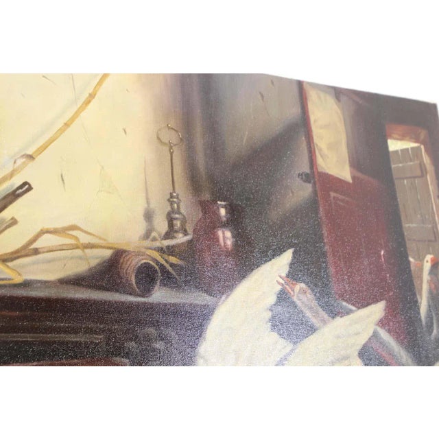 2000 - 2009 19th Century Style Painting of Children Playing with Geese For Sale - Image 5 of 13