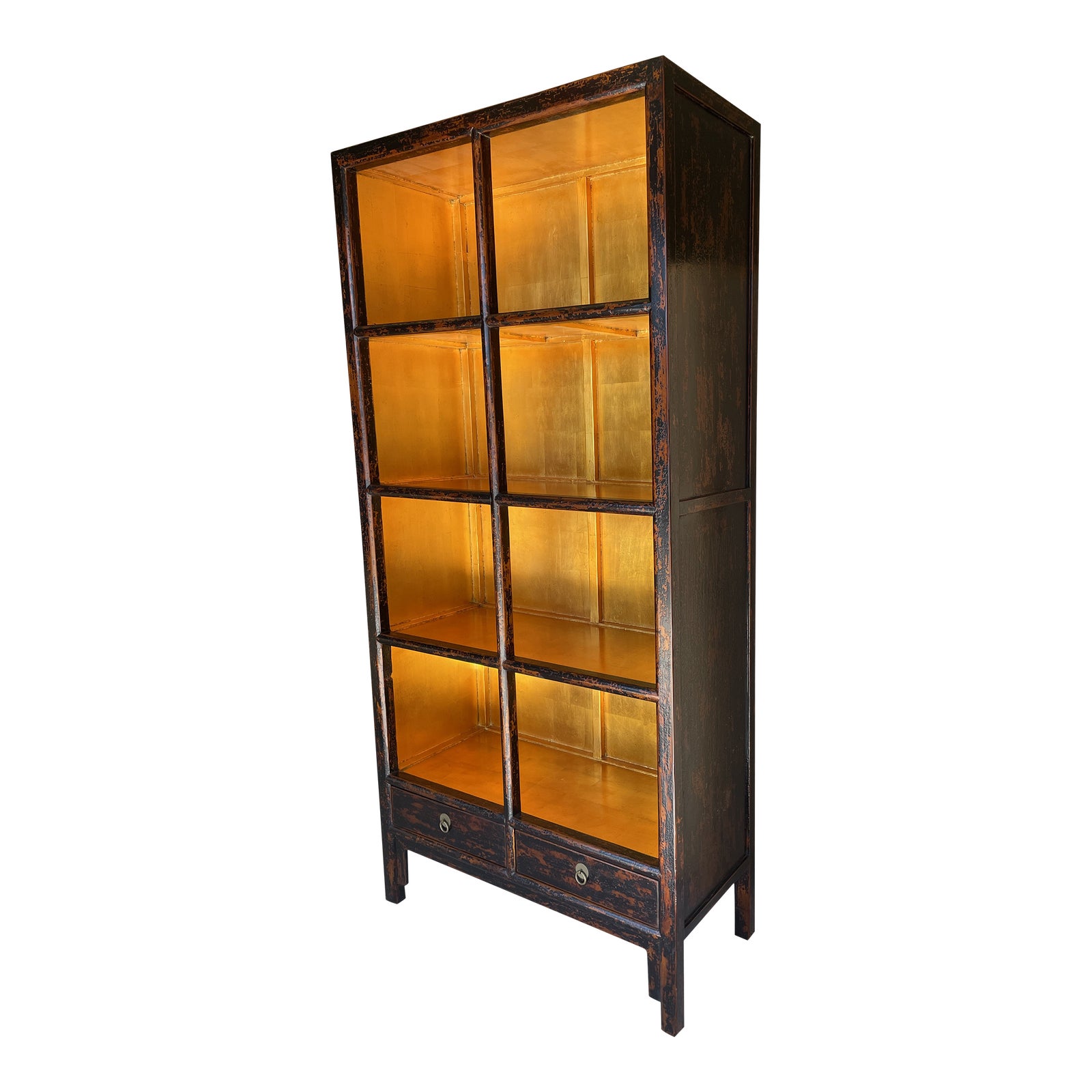 Crackled Finish Chinoiserie Bookshelf Curio Display Chairish