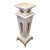 Rococo White Geometric Pedestal – Marble Top Column With Bronze & Gold Leaf Details For Sale