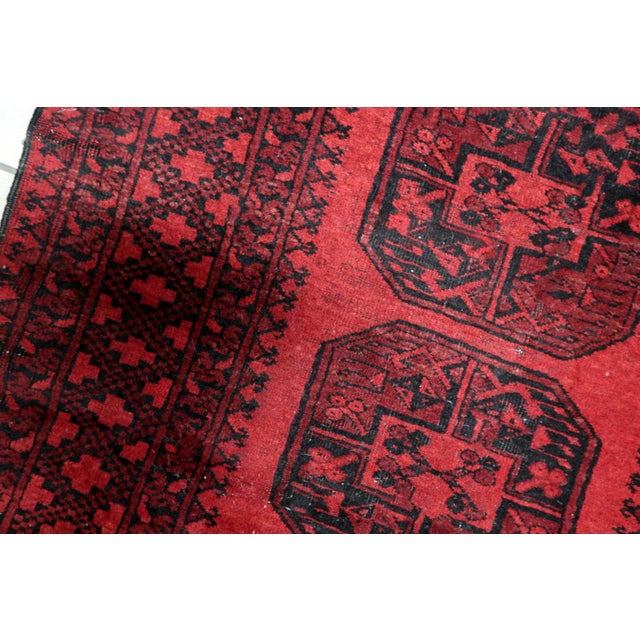 Red 1920s, Antique Afghan Ersari Handmade Rug 4 X 6 For Sale - Image 8 of 14