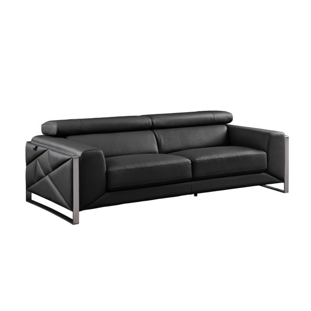 Casa Milano Giorgio Black Italian Leather 3-Piece Sofa Set For Sale - Image 4 of 5