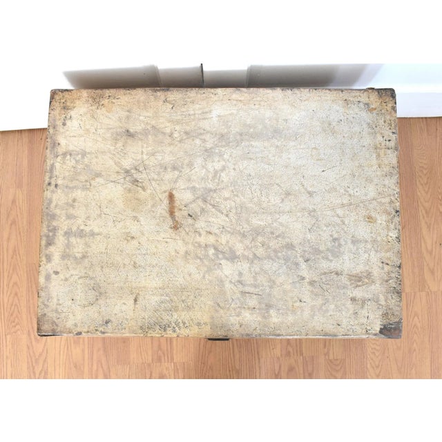 Wood 1900s Chinese Import Leather Parchment Traveling Trunk For Sale - Image 7 of 13