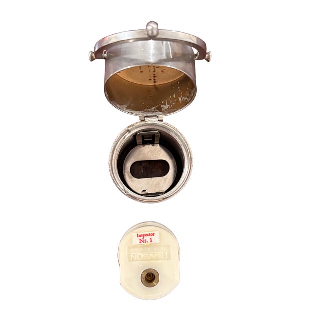 Metal Vintage Gucci Italy Silver-Tone Table Lighter With Ronson Insert For Sale - Image 7 of 9