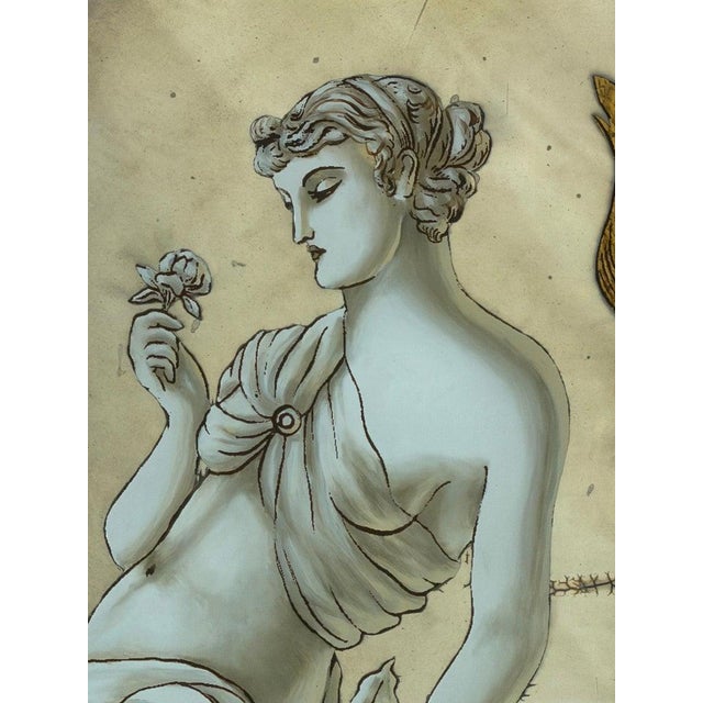 Neoclassical Reverse Painted Mirror Panels, Early 20th Century For Sale In Los Angeles - Image 6 of 10