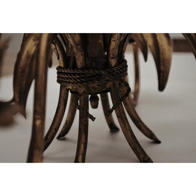 Metal Hollywood Regency Chandelier in Florentine Style For Sale - Image 7 of 8