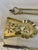 Set of antique Victorian quality brass fire irons consisting of an ornate decorative shovel, poker and fire tongs with...