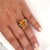 Contemporary Vintage 6 Carat Oval Cut Orange Topaz and Round Cut Diamond Ring in 18K Solid Go, Size 7.75 For Sale - Image 3 of 5