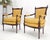 Baker Furniture Company Pair Gold Silk Upholstery Fine Carved Acorn Finials Lounge Fireside Chairs MINT! For Sale - Image 4 of 16
