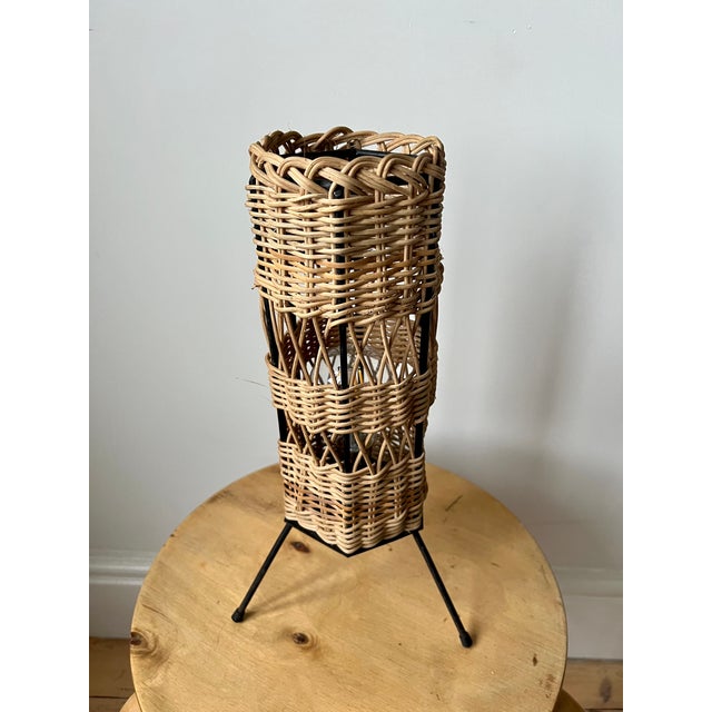 Vintage French Rattan Table Lamp, 1960 For Sale - Image 14 of 15